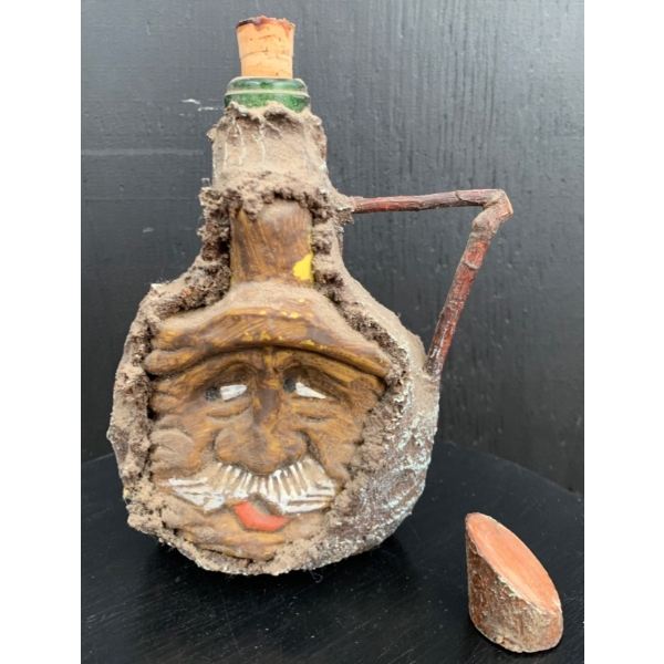 Antique Wooden/Glass Flask 
