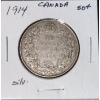 Image 1 : 1914 Canadian 50 Cent Coin 92.5% Silver 11.62 Grams