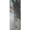 Image 2 : Board Print of Park and Statue Scene in Oval Frame 26 X 44