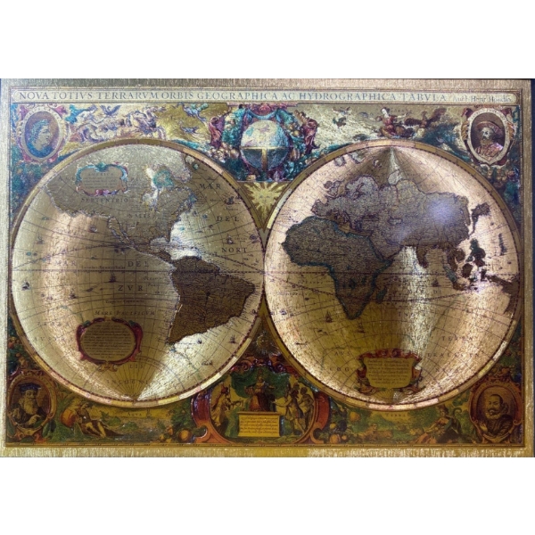 Gold Foil Print of 17th Century World Map 