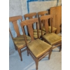 Image 3 : Antique Tiger Oak 10 Piece Dining Set w/ Velvet Upholstered Seating 