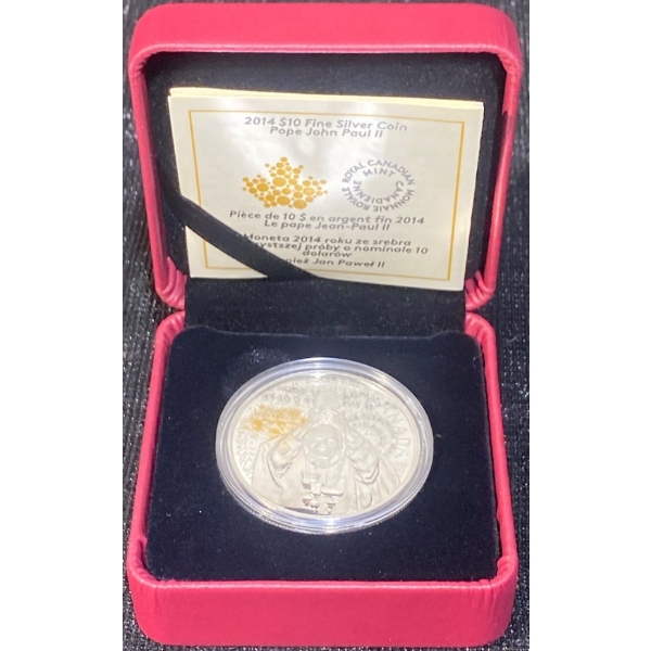2014 $10 Pope John Paul II Fine Silver Coin 23.17 Grams