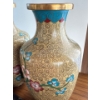 Image 4 : Cloisonne Chrysanthemum Vase Duo w/ Stone Carved Fengshui Zodiac Bull 4L