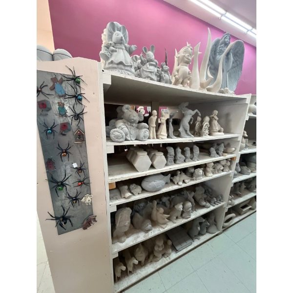  ceramic greenware all contents on shelf