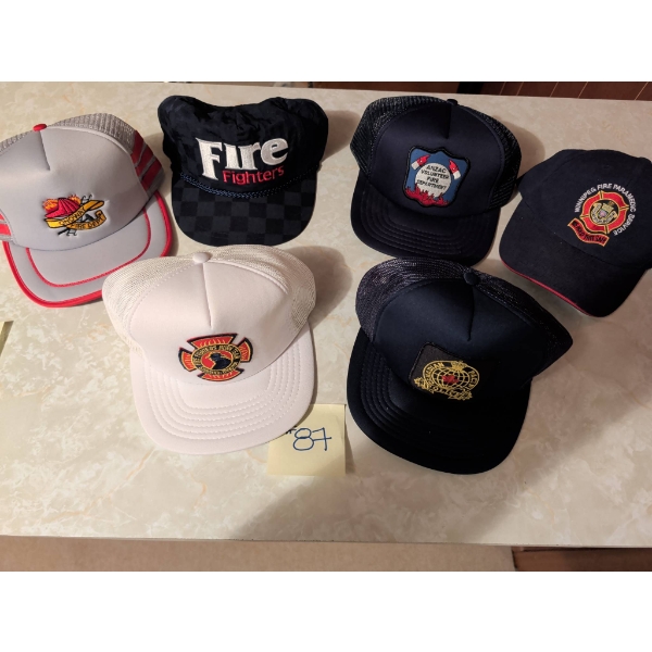 6 Firefighter and Public Service Themed Caps