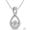 Image 2 : 10K White Gold Diamond Pendant, Teardrop & Infinity Symbol With A Central Swaying Diamond 2.13G 