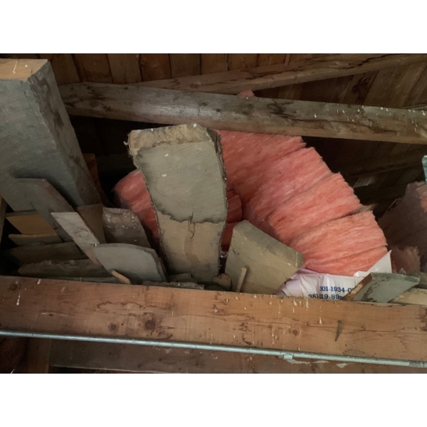 Mystery Lot of Aged Wood and Insulation. Buyer Responsible for removing and loading