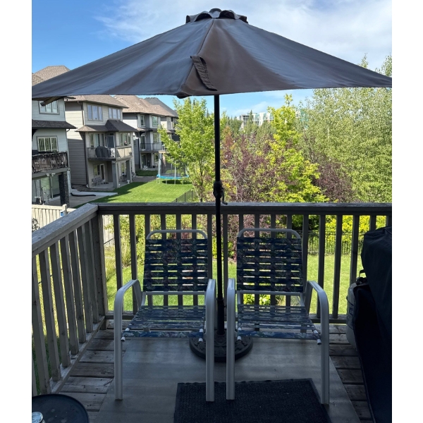  Semi Circle Custom Patio Umbrella 95T w/ 2 Lawn Lounger Chairs 