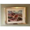 Image 3 :  Set of 4 vintage cowboy prints from a 50’s calendars in chrome frames Originated from a Meat Market
