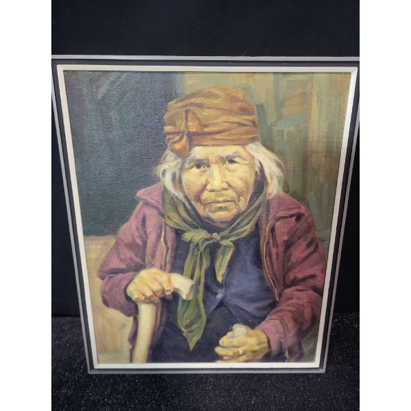 "Granny Ciprion", Artist: Anne-Marie Nehring Harvey, Oil on Canvas Framed 17.5 x 22