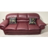 Image 1 : Campio Furniture, Made in Canada, Leather Burgundy 3 Seater Couch in Great Condition - 78W, 34D, 33T