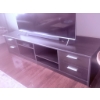 Image 2 : Dark Wood TV Stand With Storage Drawers and Open Shelving