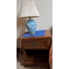 Lovely Gibbard Wood Bedside Table (22W, 15D, 26T) w/ Gorgeous Blue Art lamp 