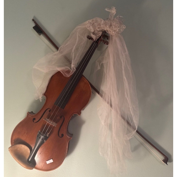 Antique 18th Century Violin Adorned With A White Veil 