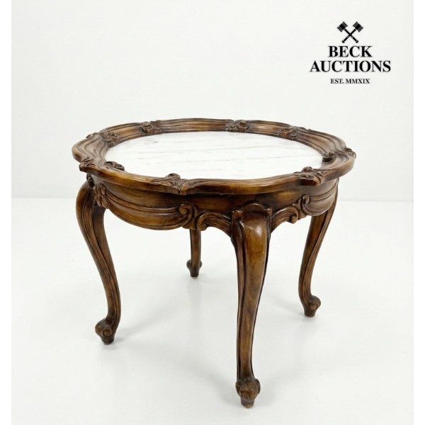 Marble Round Regency Side Table 27D x 22H