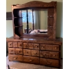 Image 1 : Vintage Wooden Dresser w/ Large Mirror (Contents Not Included) - 67W, 19D, 75T