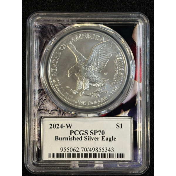 2024-W Burnished Silver Eagle PCGS SP70 great addition to any collection 1 oz