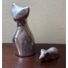 Hoselton Aluminum Art Sculptures, Made in Canada - Large Cat (5T) & Mouse 