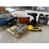 Image 1 : Tool lot Black&Decker Variable Belt Sander, tote of sandpaper, Black and Decker 5” Orbit Sander, Bla