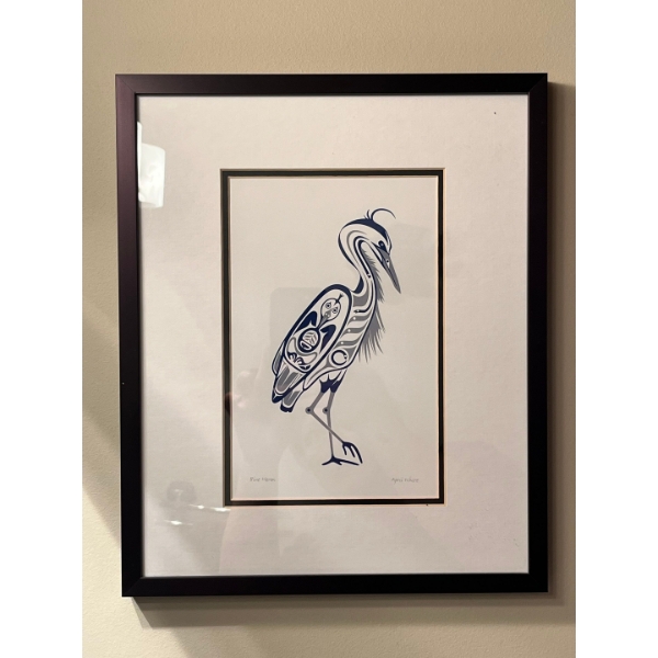  “Blue Heron” signed by artist April White 11 W 13.5 L