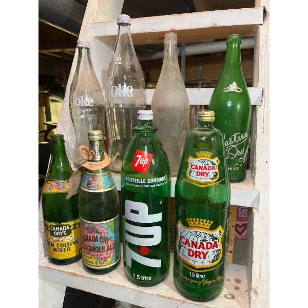 collection of unresearched bottles 1.5 L Canada Drive 1.5 L seven, Tom Holland mixer Canada dry Cok