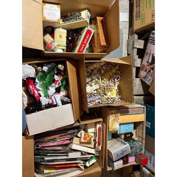 5 boxes of un researched AVON   collectables several brand new in original boxes hundreds of items