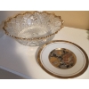 Image 4 : Collectible Green Carnival Glass Bowl w/ Antique Gold Rimmed Pressed Crystal Bowl & more