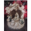 Image 1 : Winter Foliage Collection - Poinsettia Center Piece w/ Winter Berry Wreath & Nativity Scene 10T