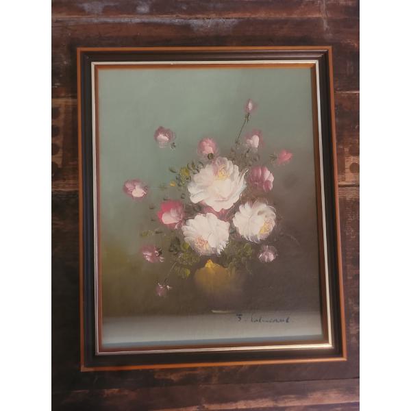 Lovely Floral Oil on Board Painting, Illegible Signature - 9W, 11T 