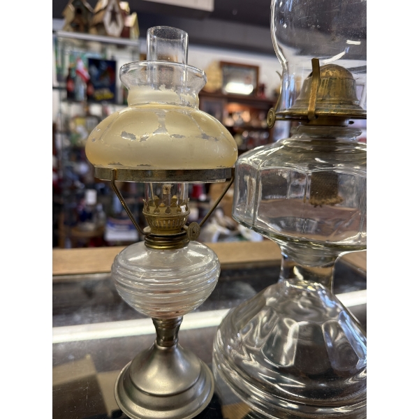 2 x Clear Glass Oil Lamps