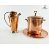 Image 1 :  Vintage Copper Kitchen Set, Copper Pitcher 7''IN H And A Copper Pot With A Lid 9''IN H