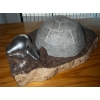 Image 2 : Inuit Soapstone Carvings Depicting A Sportsman /Hunter In A Kayak Fish 8L