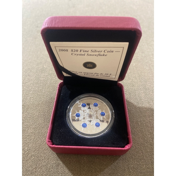 2008 $20 Fine Silver Coin 'Crystal Snowflake' by Royal Canadian Mint