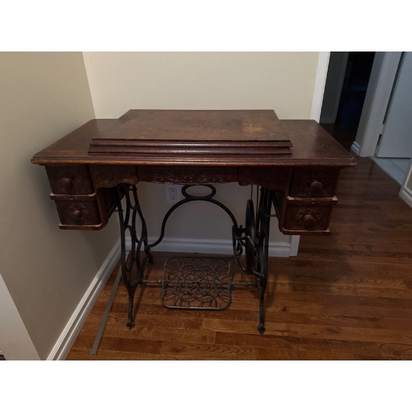 Sewing Table w/ Sewing Machine Inside - Table is 34W, 17D, 29T