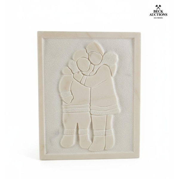  Stone Relief Carving Marble, Depicting A Hug Between Two   8''*10''INCHES