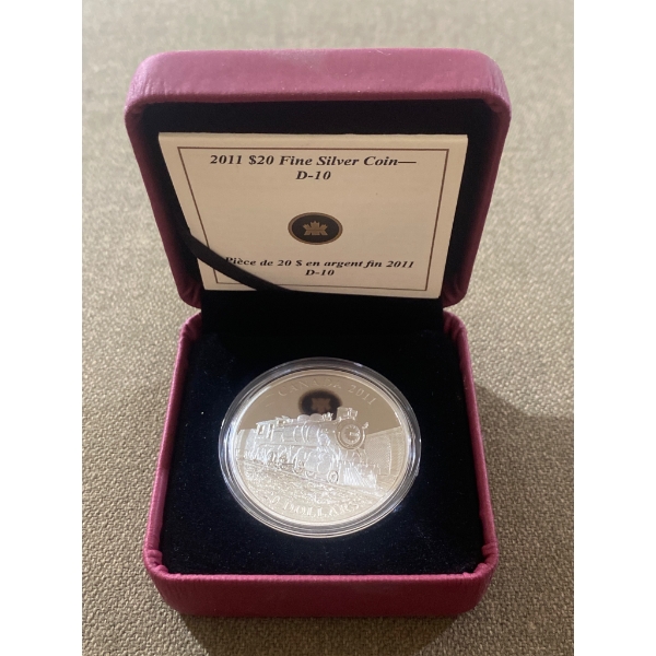 2011 $20 Fine Silver Canadian Coin Featuring the D-10 Locomotive