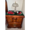 Image 1 : Cherry Wood Bedside Table w/ Crystal Lamp, Does Not Include Drawer Contents - 21W, 18D, 23T