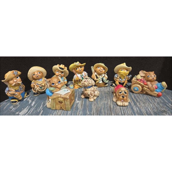 10 Pendelfin Hand Painted Stone Crafts Including Sheriff, Bronco, Deputy & More