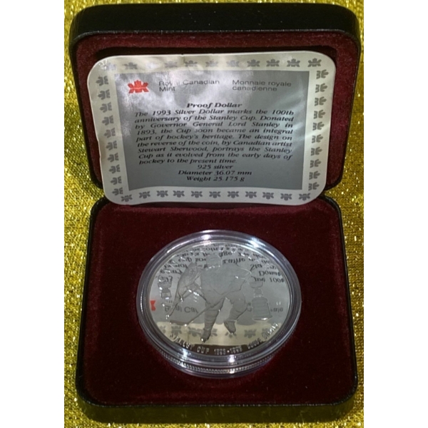 1993 100th Anniversary of the Stanley Cup 92.5% Silver Coin, 25.175 grams