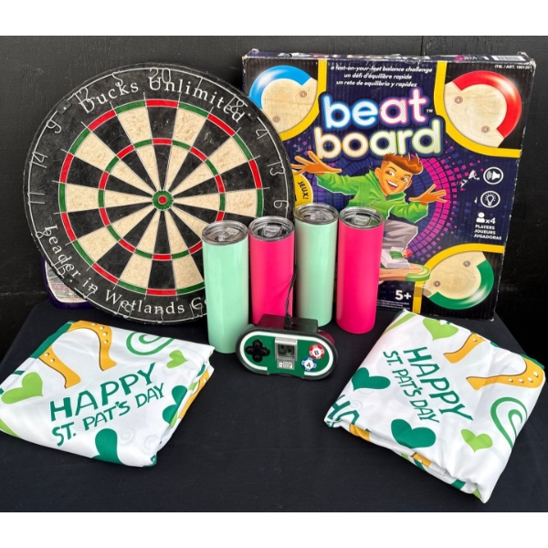 Multi Player Party Pack - Beat Board Dart Board Handheld Poker Device Insulated Tumblers 