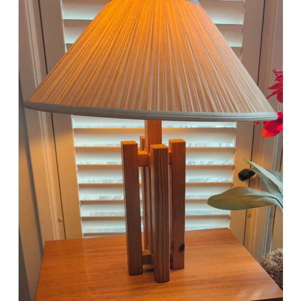 Unique Pine Table Lamp By Swedish Designer 22Tall