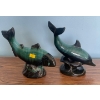 Image 1 : Blue Mountain Pottery Collectibles 1 Fish And 1 Dolphin Eight Inches tall Green Glaze