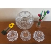 Image 1 : Assorted Crystal Candle Holders & Colored Floral Glass Collectibles
