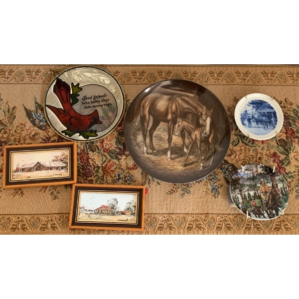 T. Hadler Art Austrailia 5x3 w/ Decorative Plate Collection & Stained Glass Cardinal
