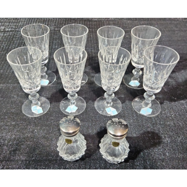  Set of Vintage Crystal Glassware in the Well-Known "Cross and Olive" Pattern