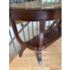 Image 4 : Pair of Matching Marble & Wood Side Tables - Large is 48w, 18d, 30t; Small is 26w, 24t 