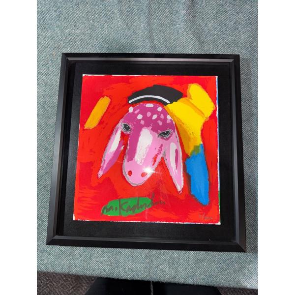 Original Serigraph "Red Sheep" by Menashe Kadishman