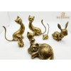 Image 4 : Brass Animal Figurines with Cats and Rabbit Motif