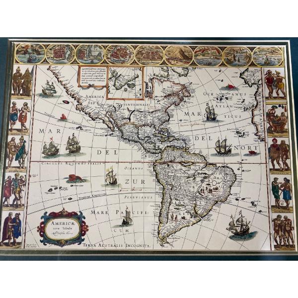 America Nova Tabula Reproduction (15" x 10.75" Inches Before Frame)