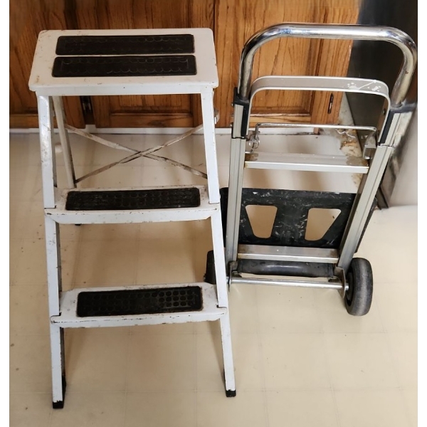 Utility Step Stool 24 T and Folding Cart/ Dolly